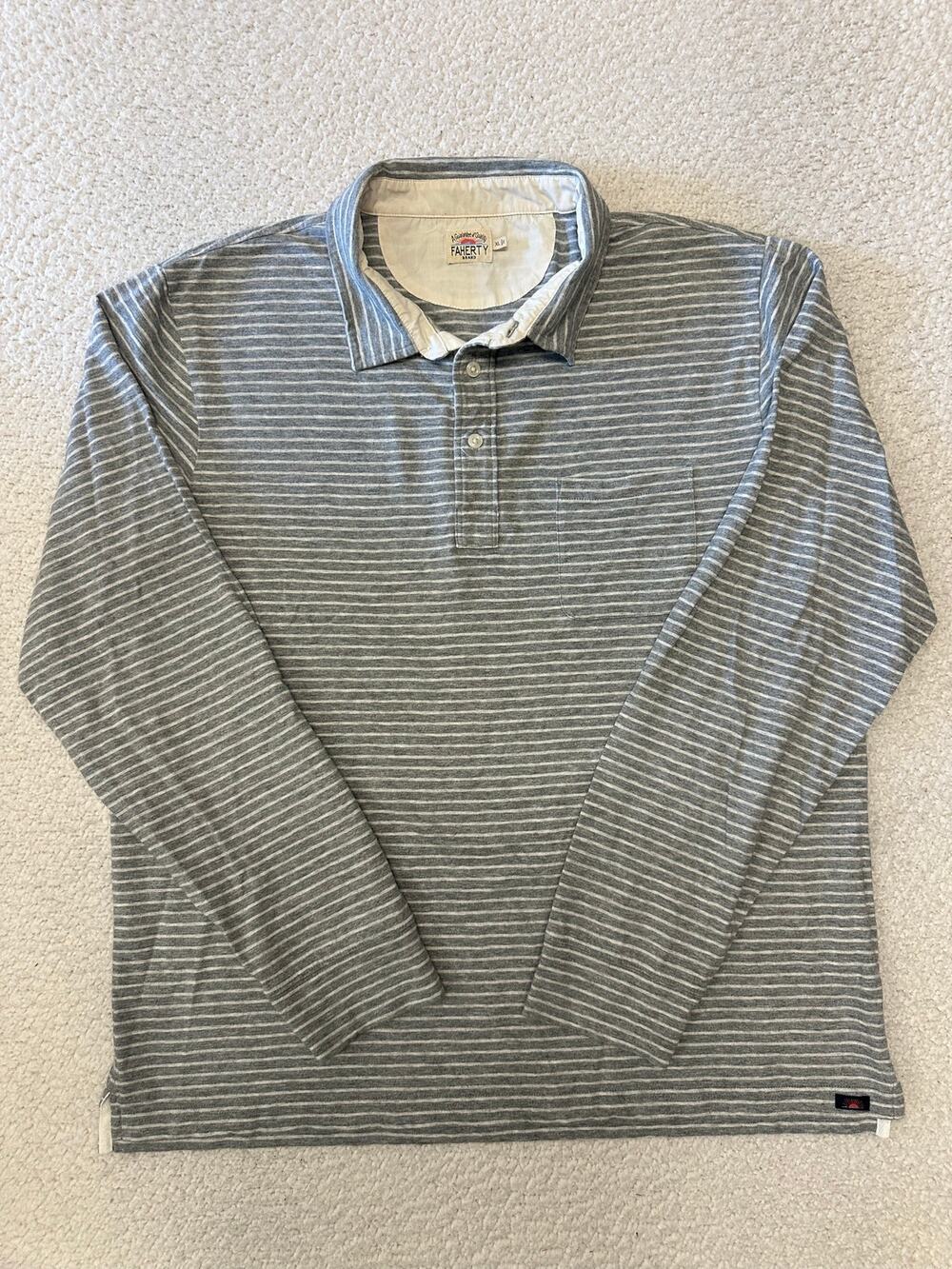 Faherty Movement Mens Long Sleeve Polo Shirt Size XL